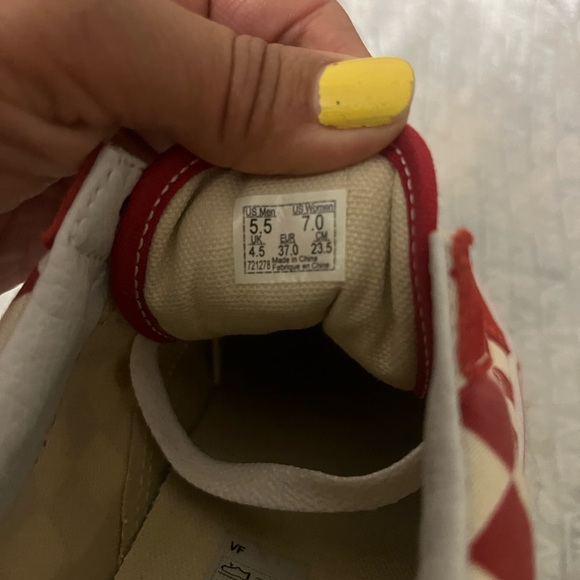 Vans Red and White Checkered Shoes - Picture 3 of 6